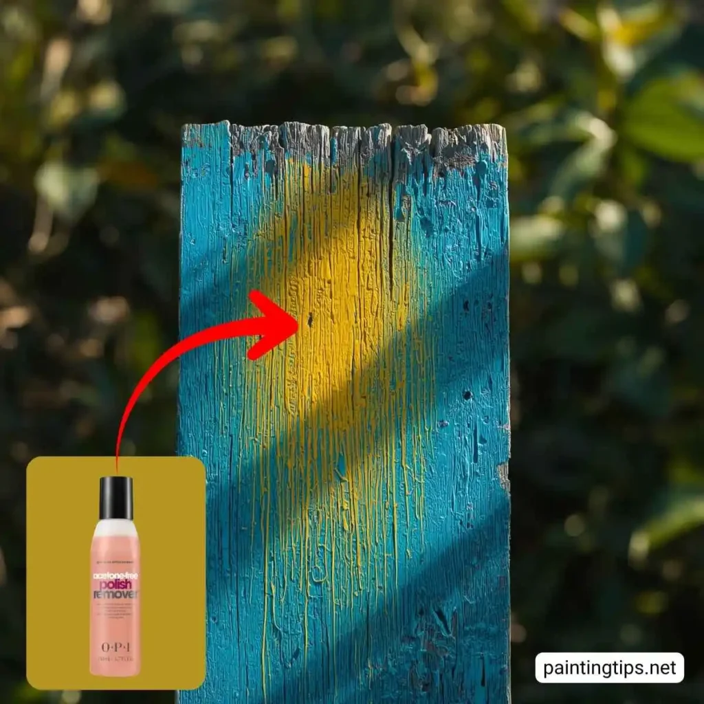 Use polish remover to remove spray paint from wood