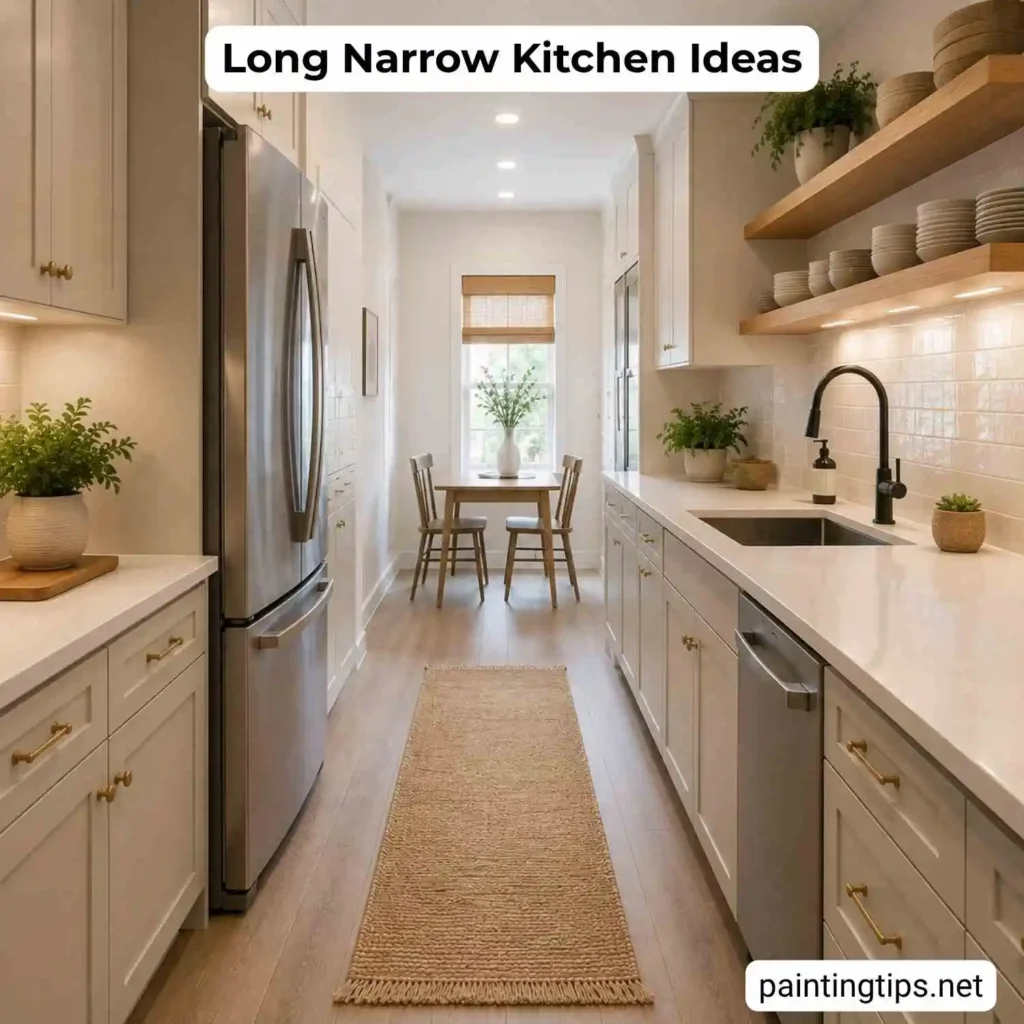 Long narrow kitchen ideas.
