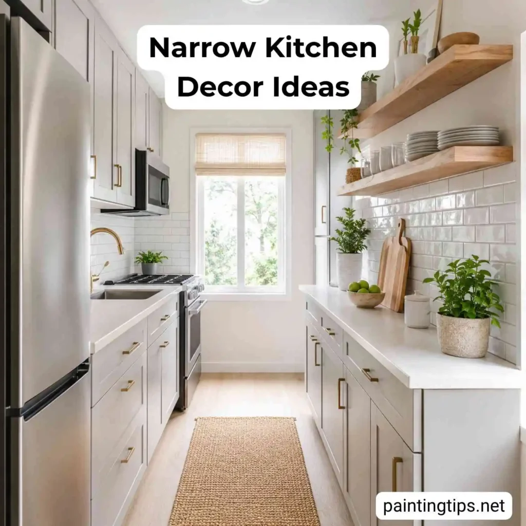 Narrow kitchen decor ideas.