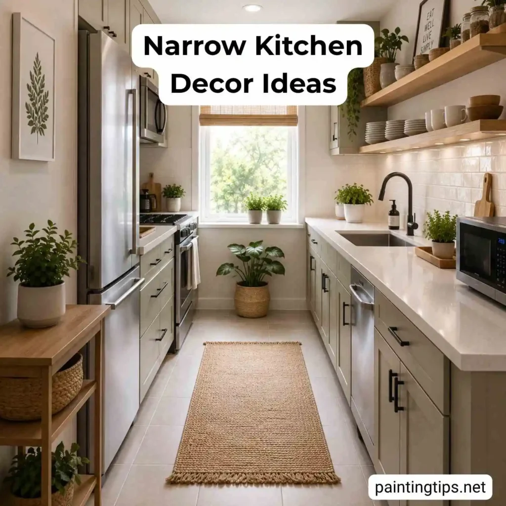 Narrow kitchen decoration ideas.