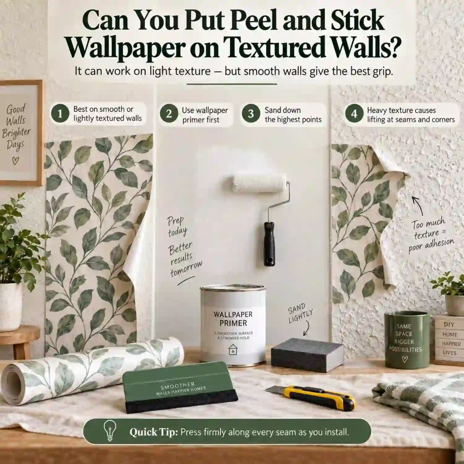 Can you put peel and stick wallpaper on textured walls?