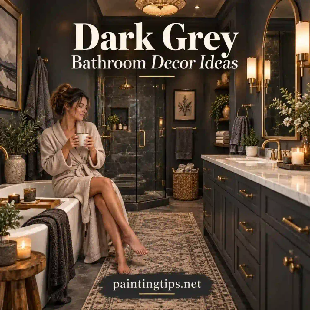 Dark grey bathroom decor ideas.