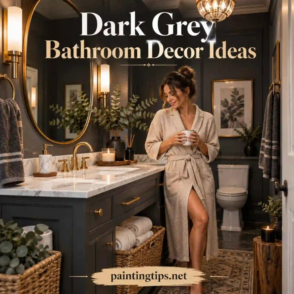 Dark gray bathroom decor ideas.