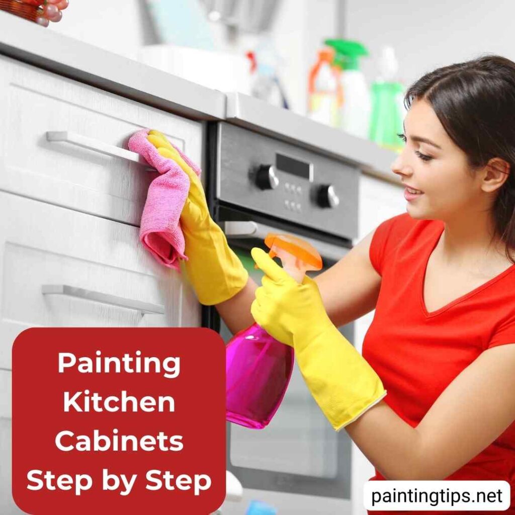 Painting kitchen cabinets.