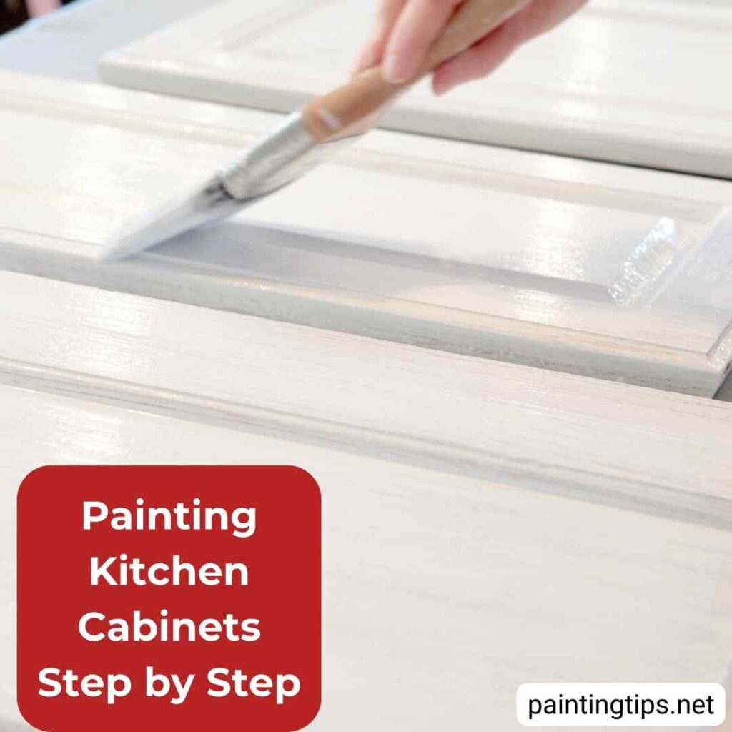 Painting kitchen cabinets.