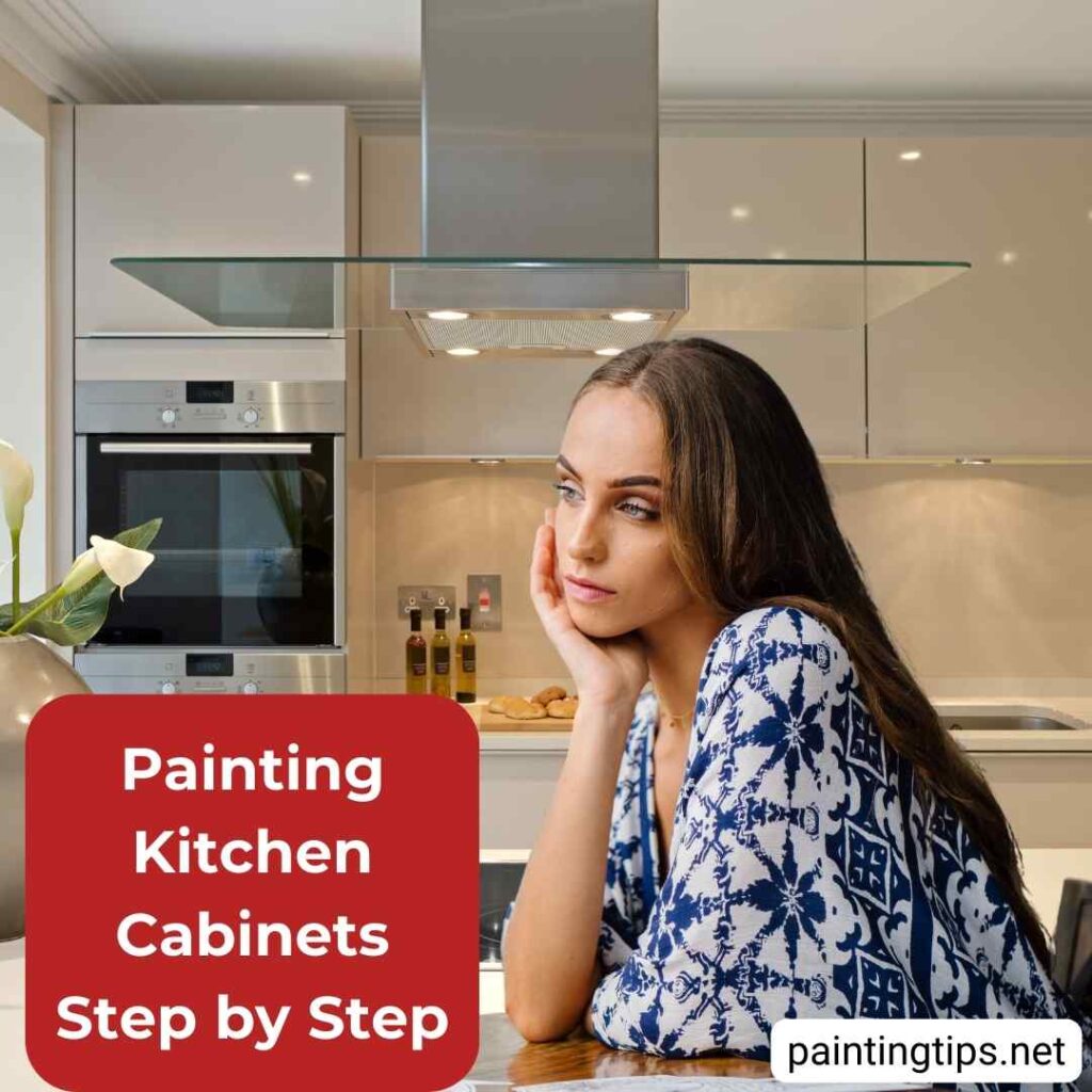Painting kitchen cabinets.