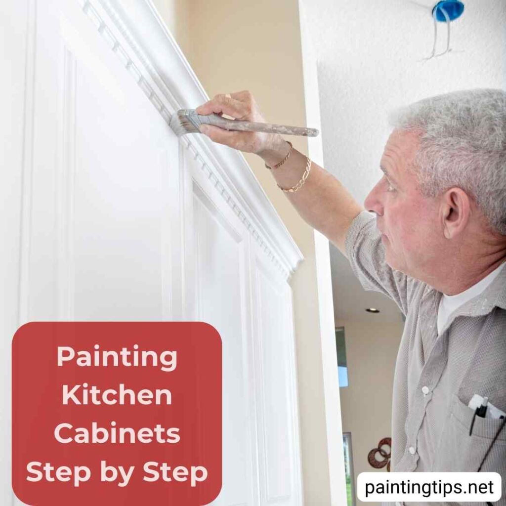 Painting kitchen cabinets.