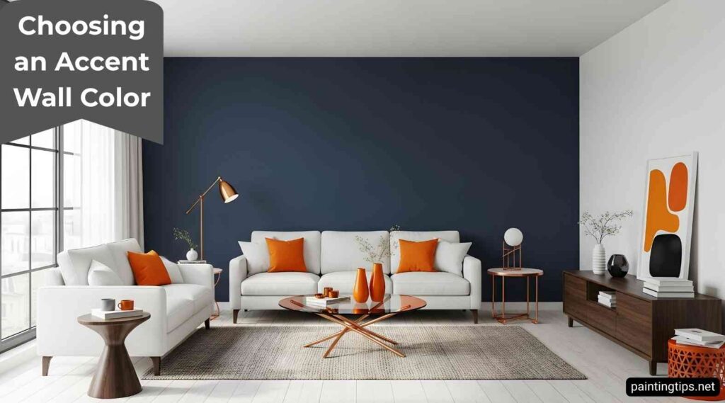 Choosing an accent wall color.