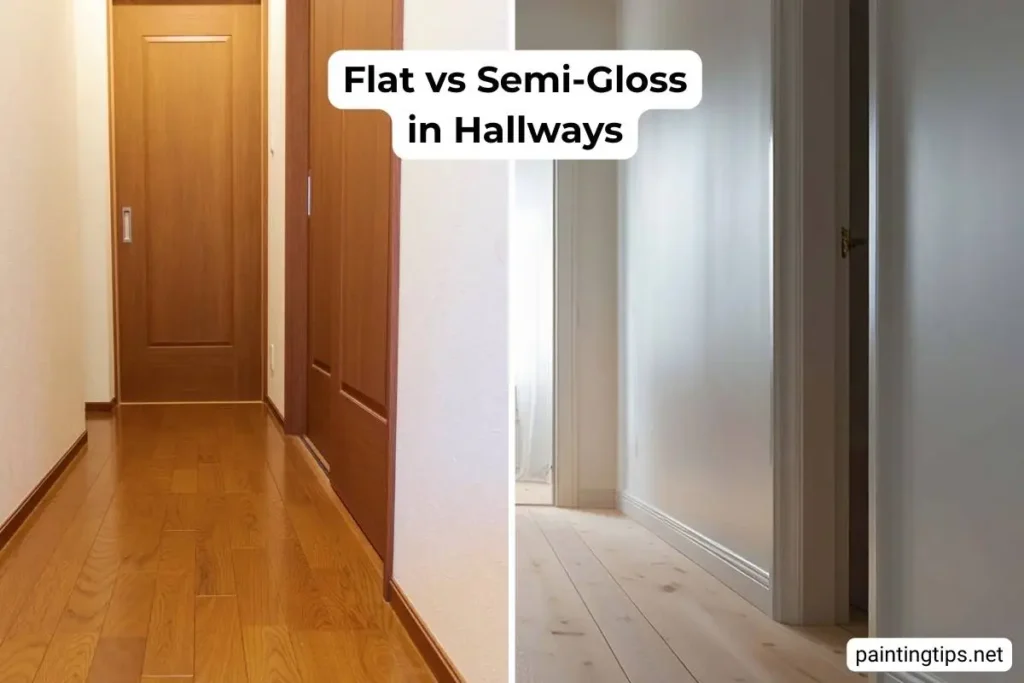 Flat vs semi gloss in hallways.