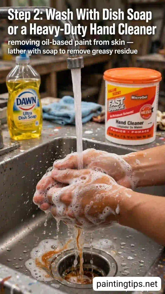Removing oil paint from skin step 2