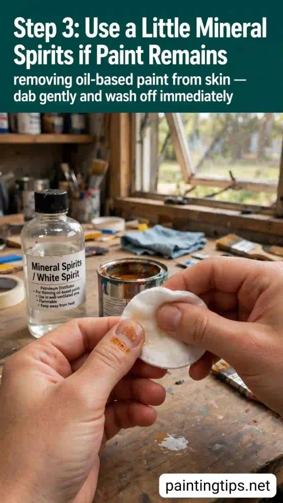 Removing oil paint from skin step 3