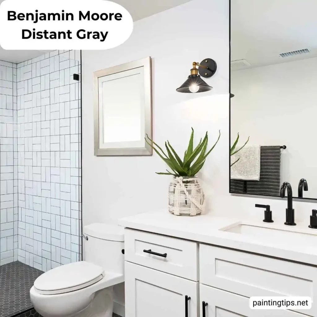 Benjamin moore distant gray bathroom.