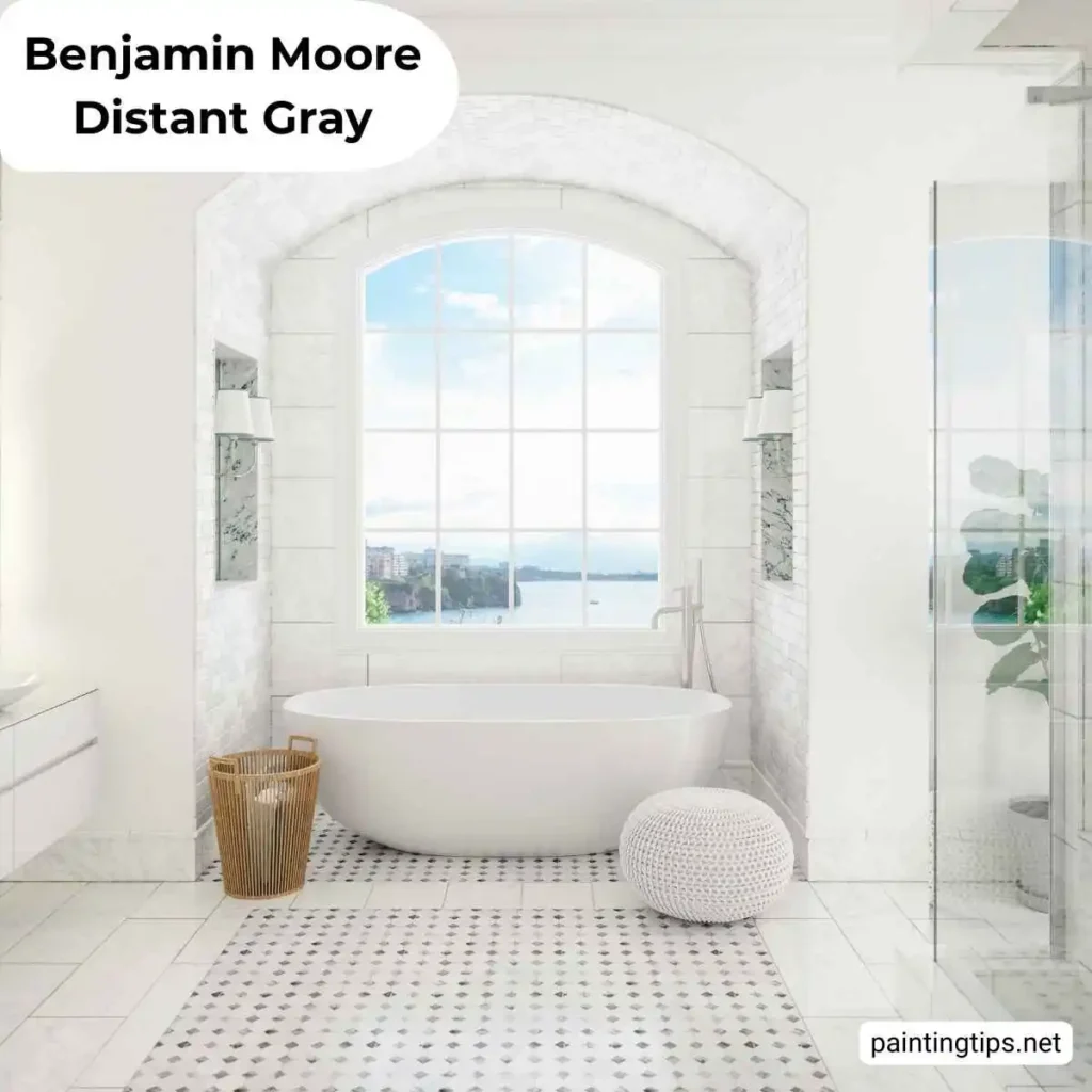 Benjamin moore distant gray bathroom.