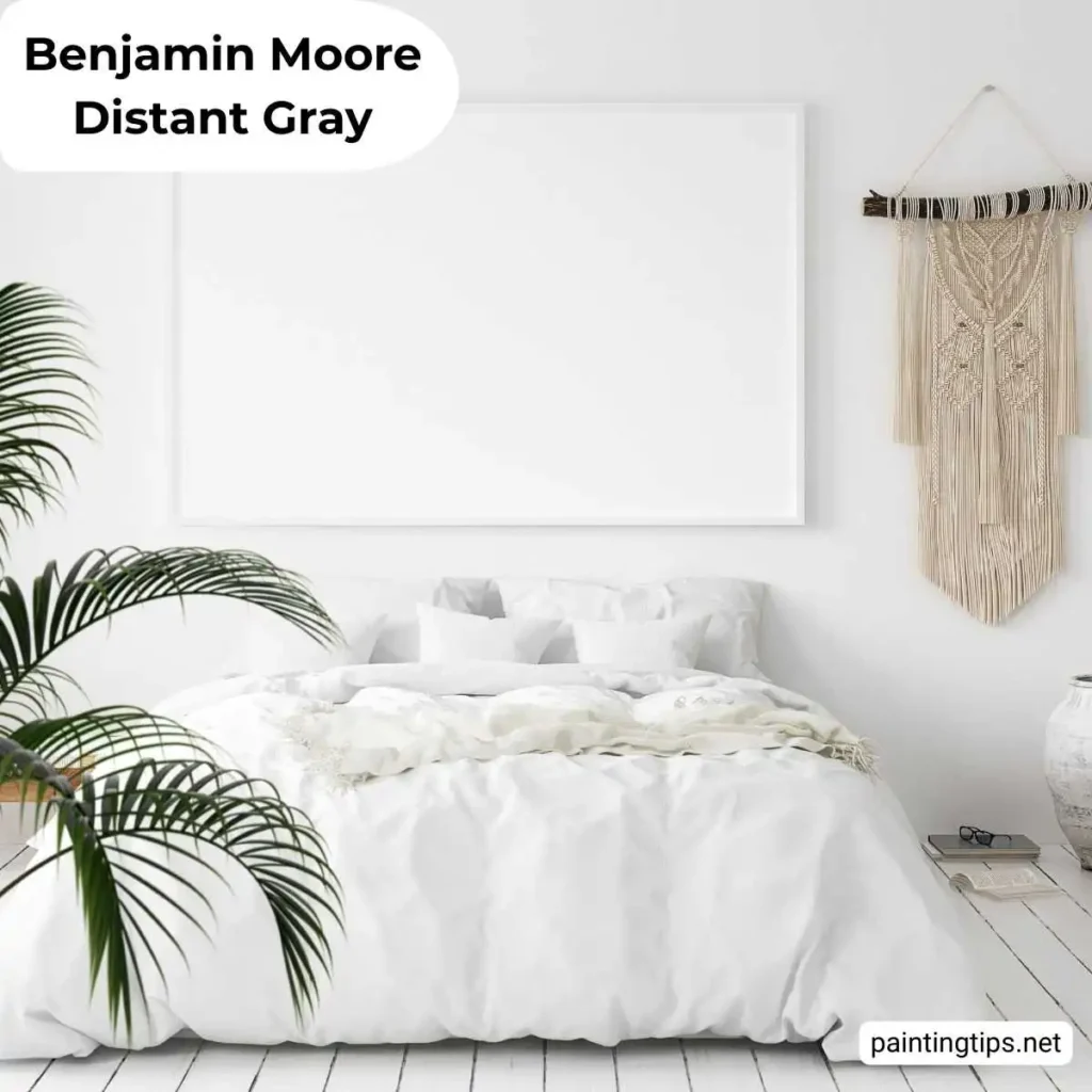Benjamin moore distant gray bedroom.