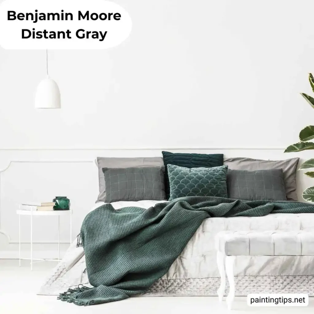 Benjamin moore distant gray bedroom.