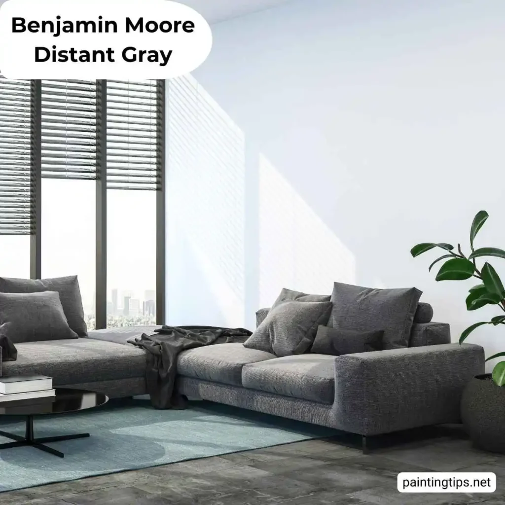 Benjamin moore distant gray living room