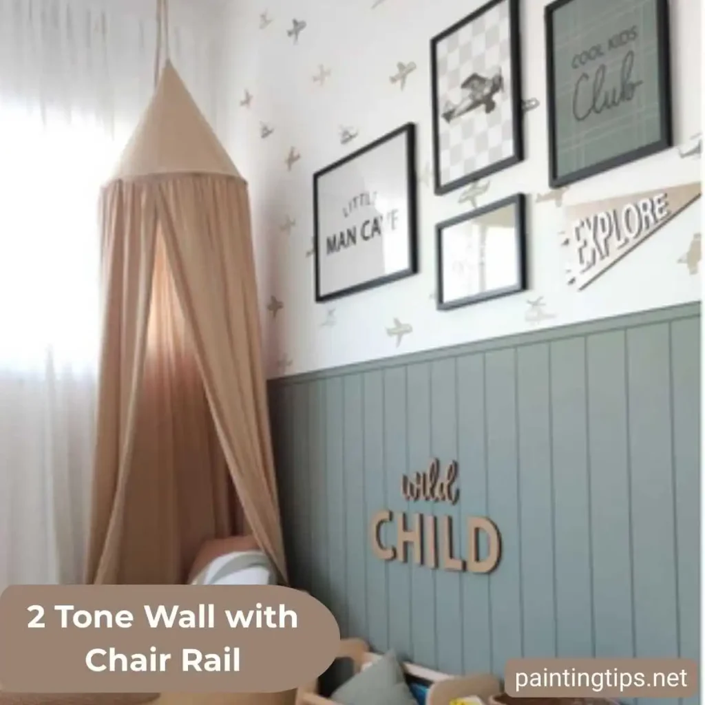 2 tone wall with chair rail ideas