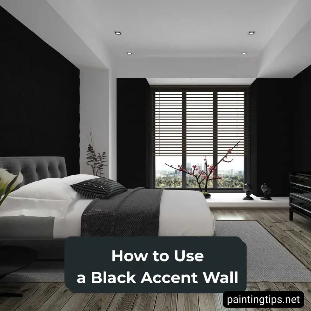 modern black accent wall bedroom