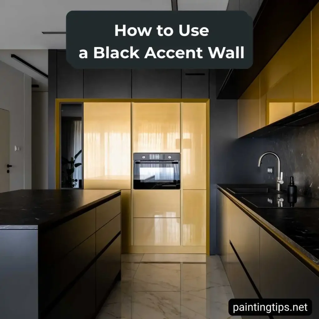 Black accent wall in the kitchen