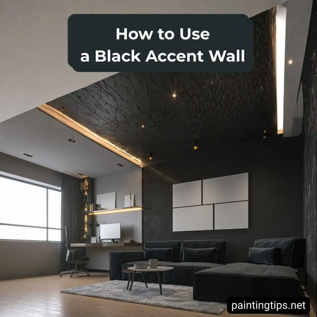 living room black accent wall
