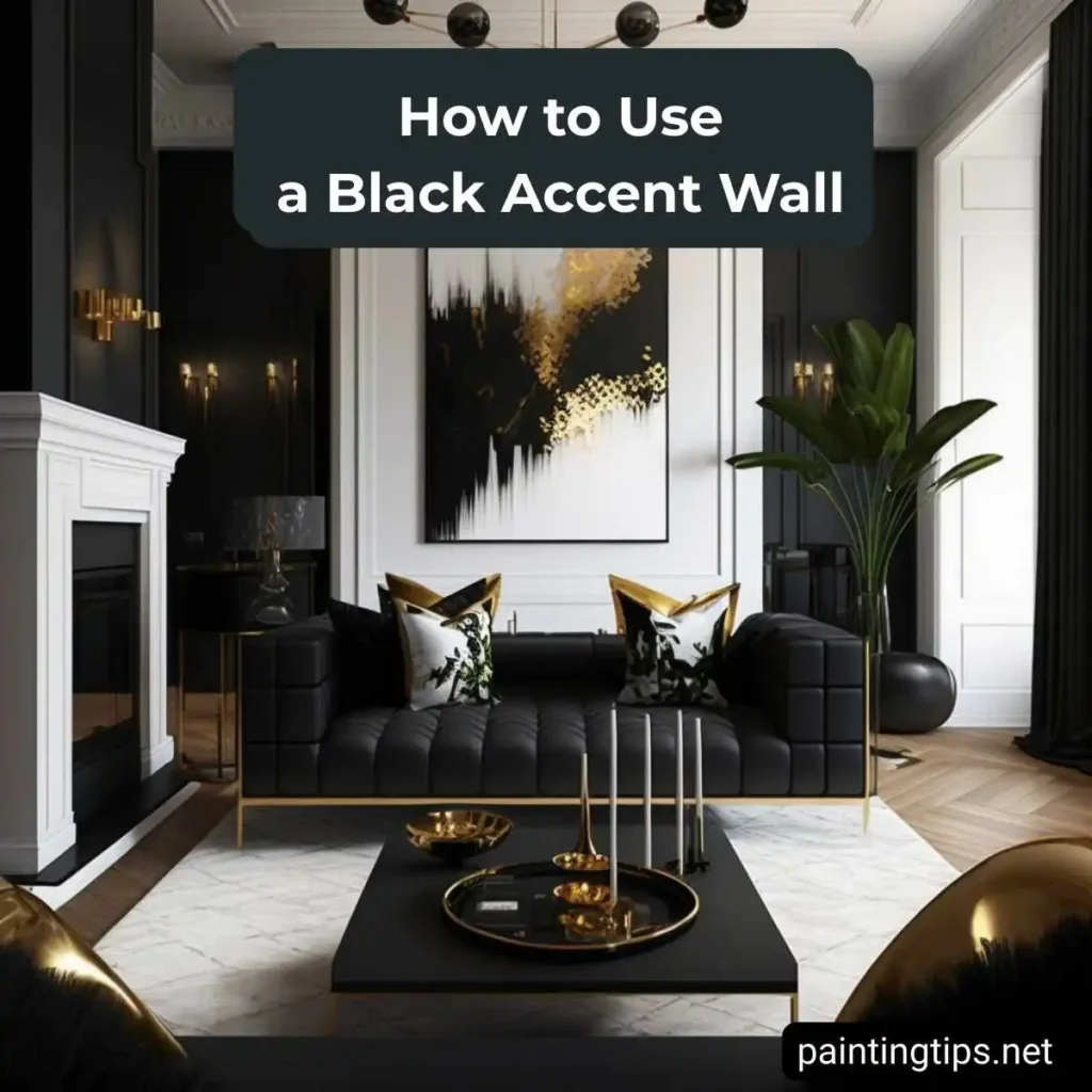 black accent wall living room