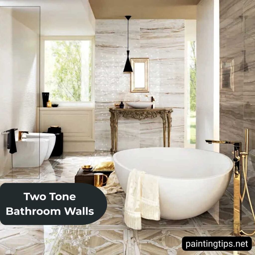Two tone bathroom wall examples.