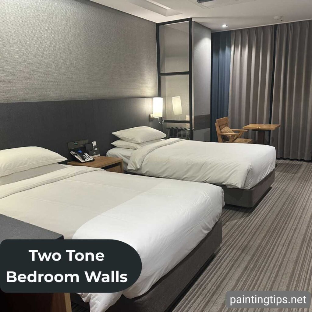Two tone bedroom walls.