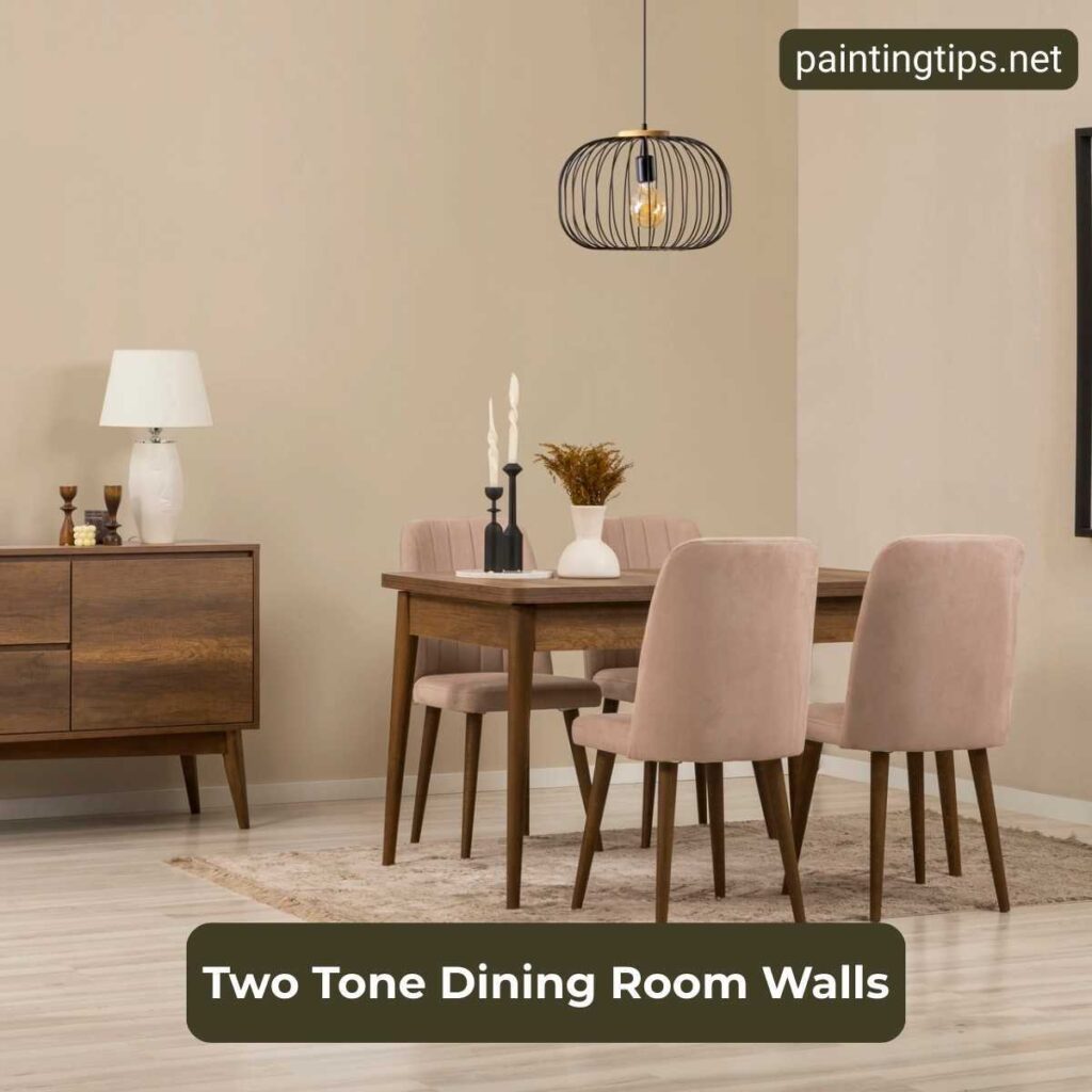Two tone dining room walls.