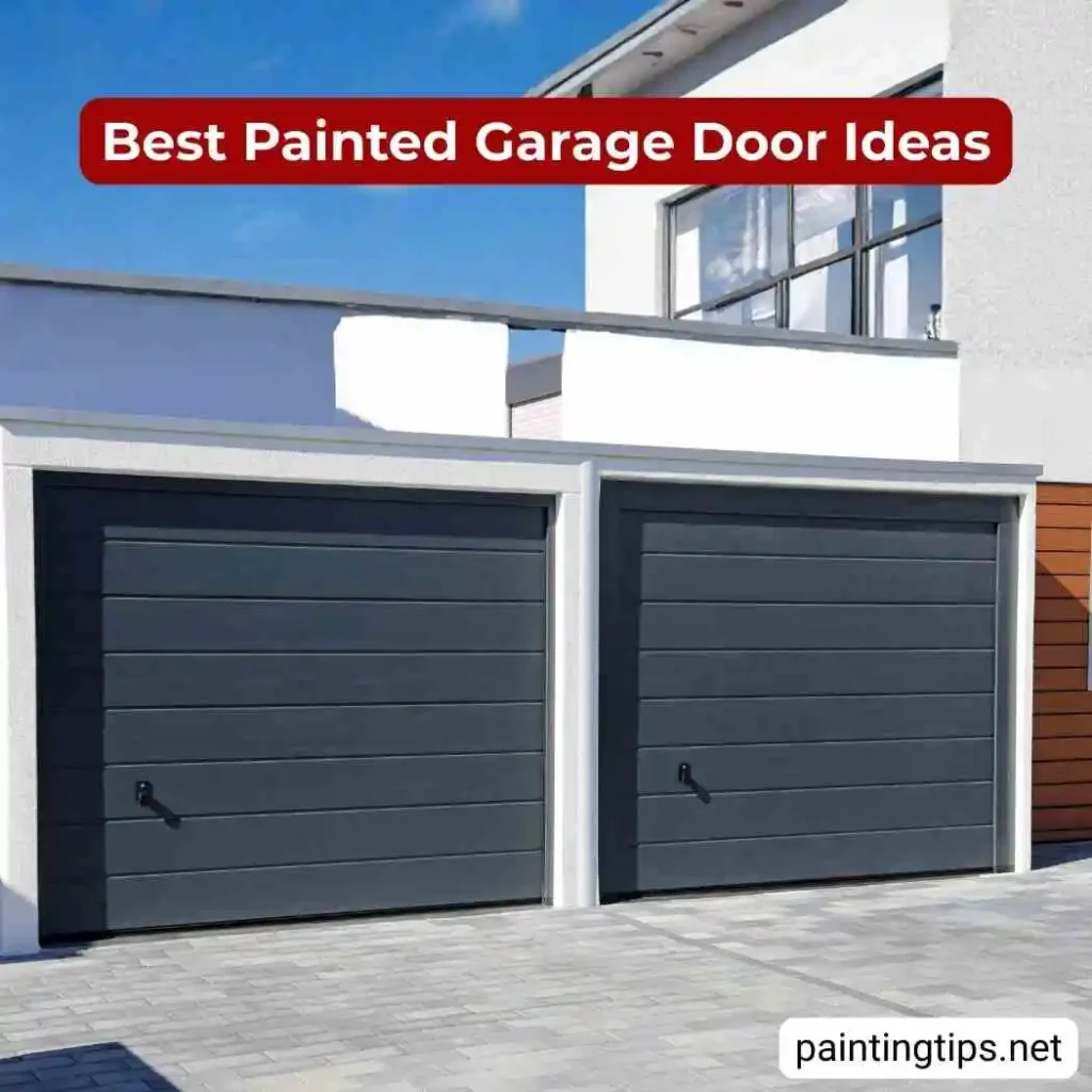 Garage door painted grey.