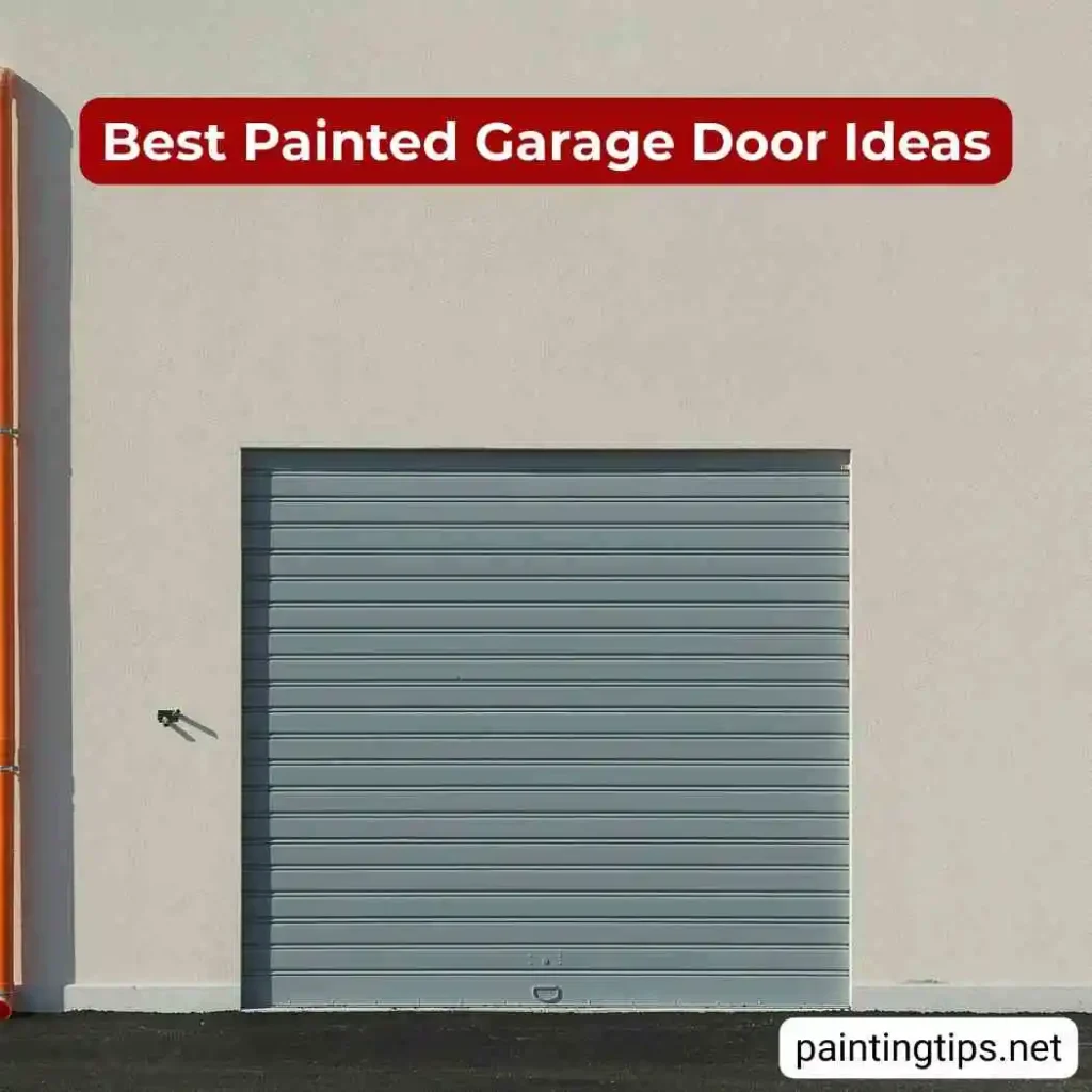 Garage door painted light grey.