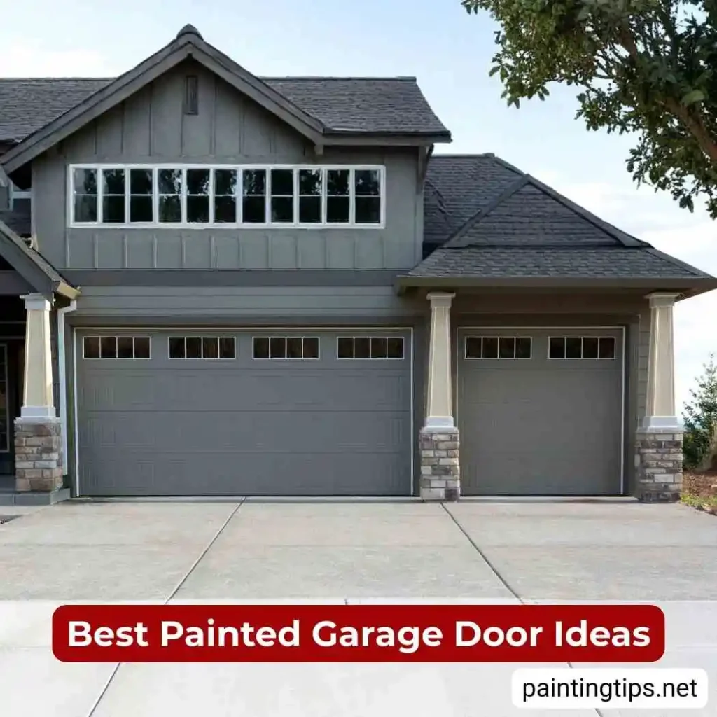 Gray garage door.