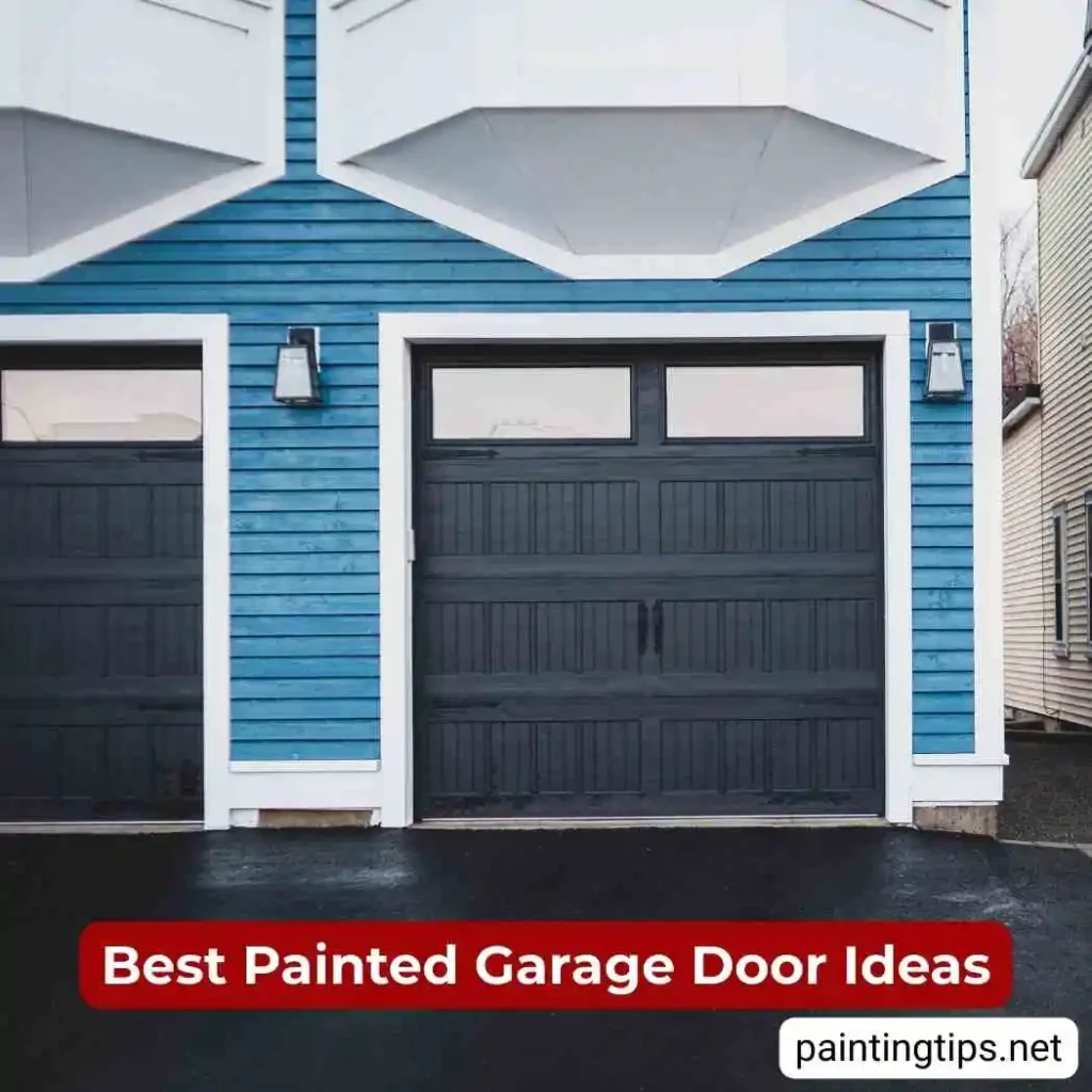 Black garage door.