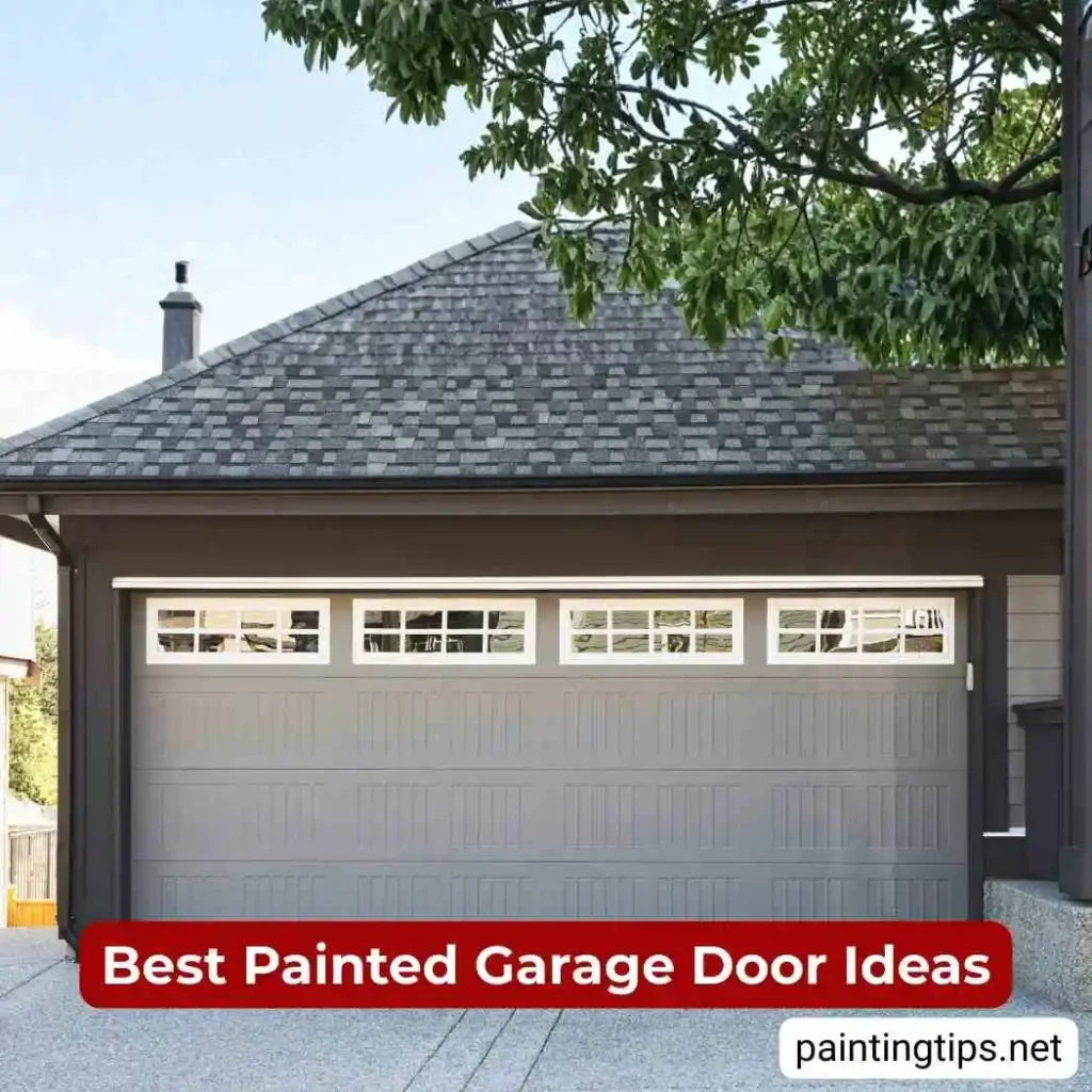 Grey garage door.