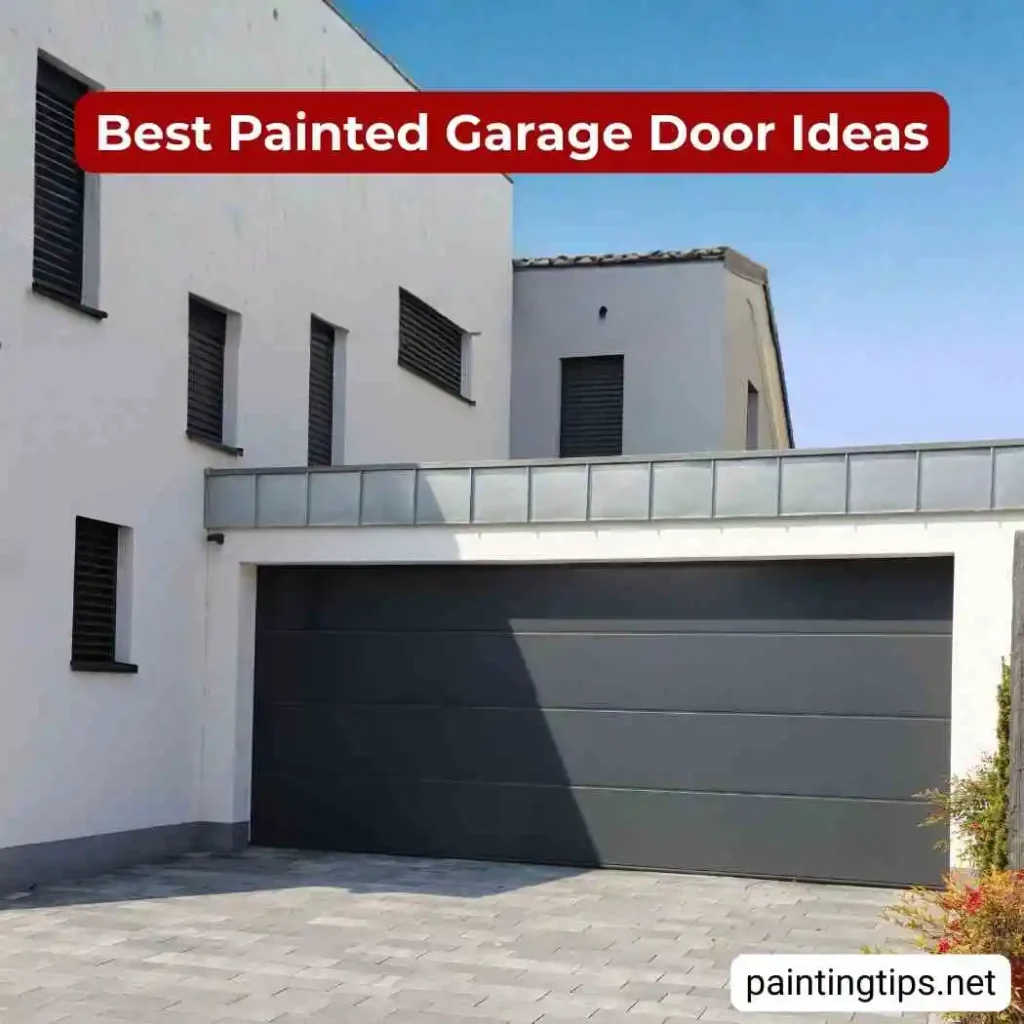 Black garage door.