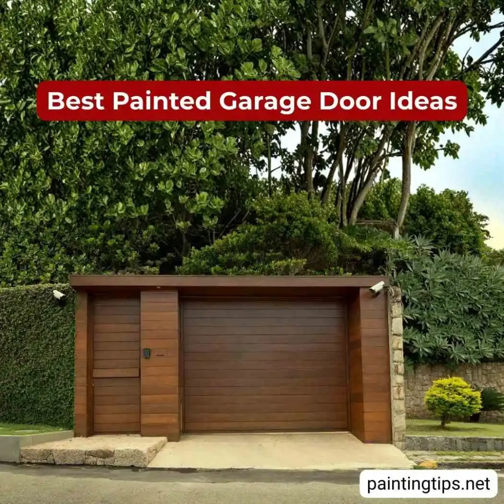 Stained wood garage doors.