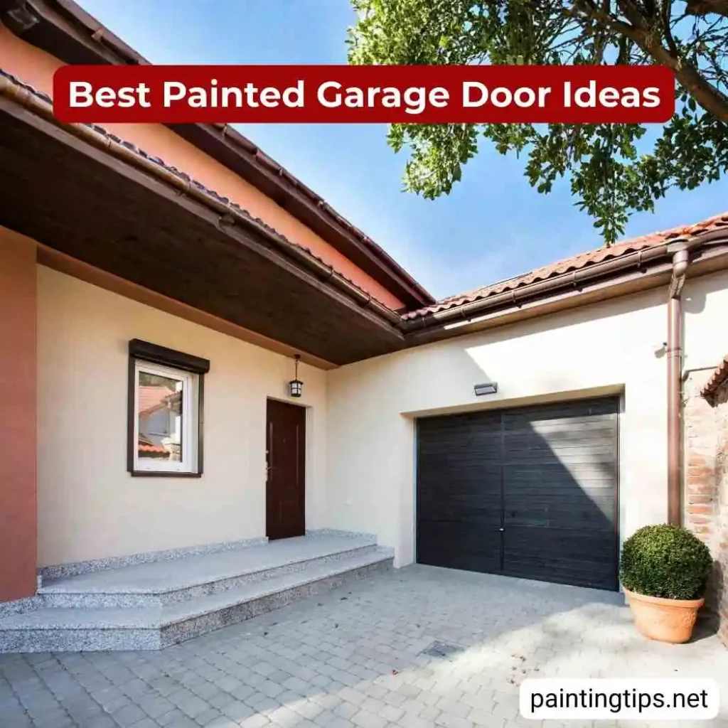 Stained wood garage doors.