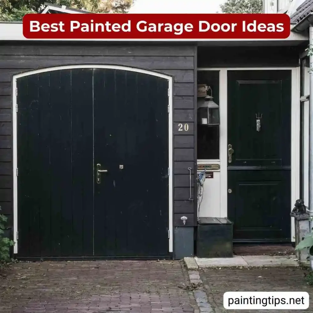 Stained wood garage doors.