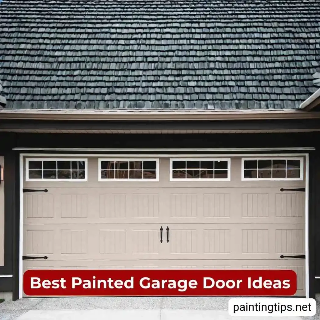 Large garage door painted white.
