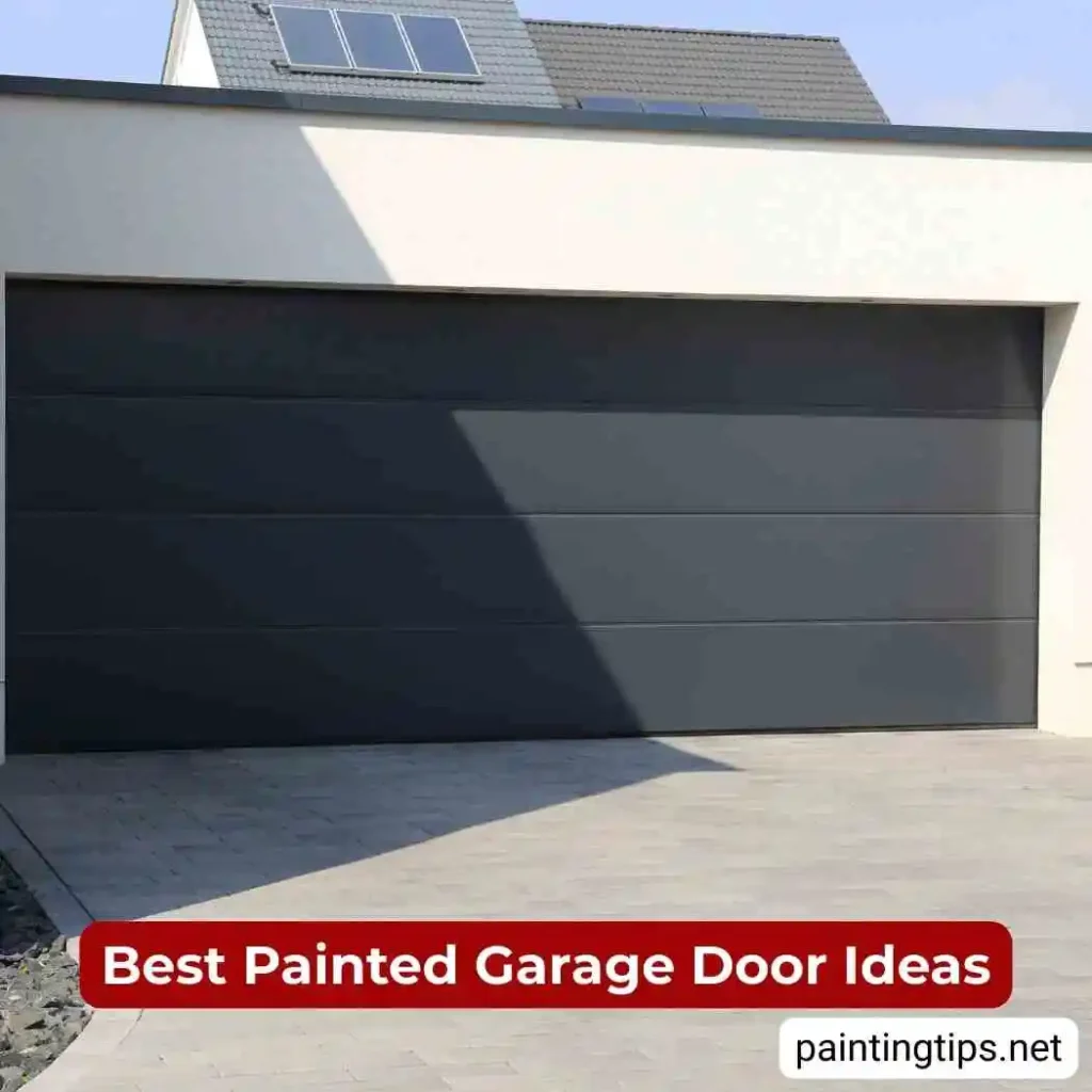 Black garage door.