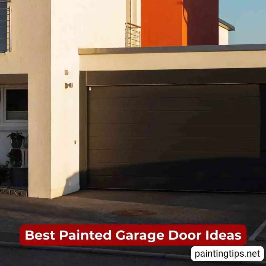 Brown-painted garage door.