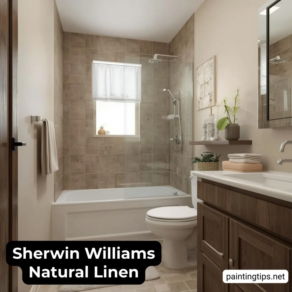 Sherwin williams natural linen bathroom.