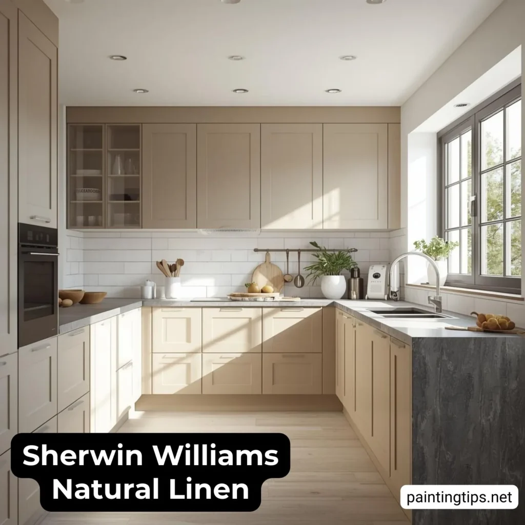 Sherwin williams natural linen cabinets.