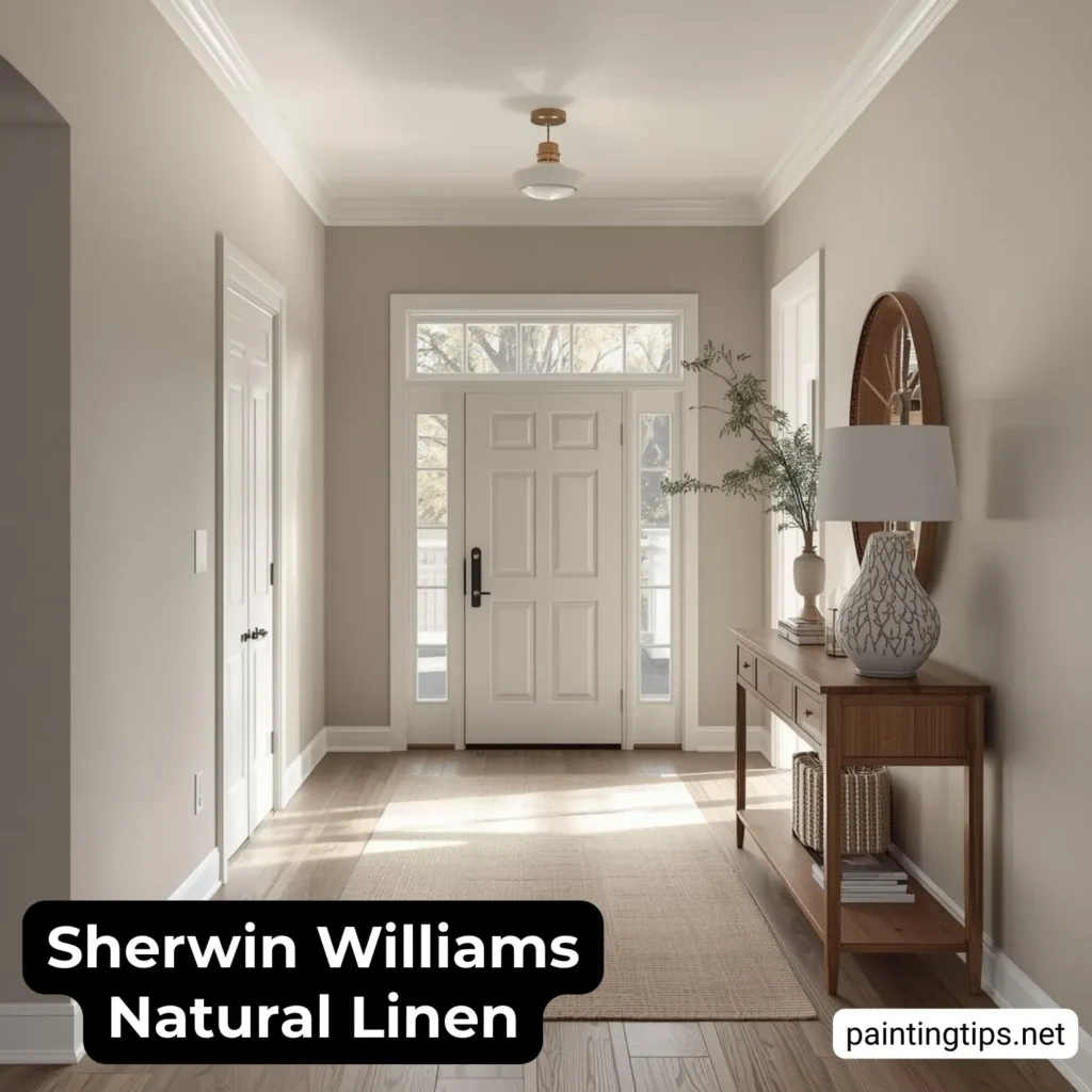 Sherwin williams natural linen entryway.