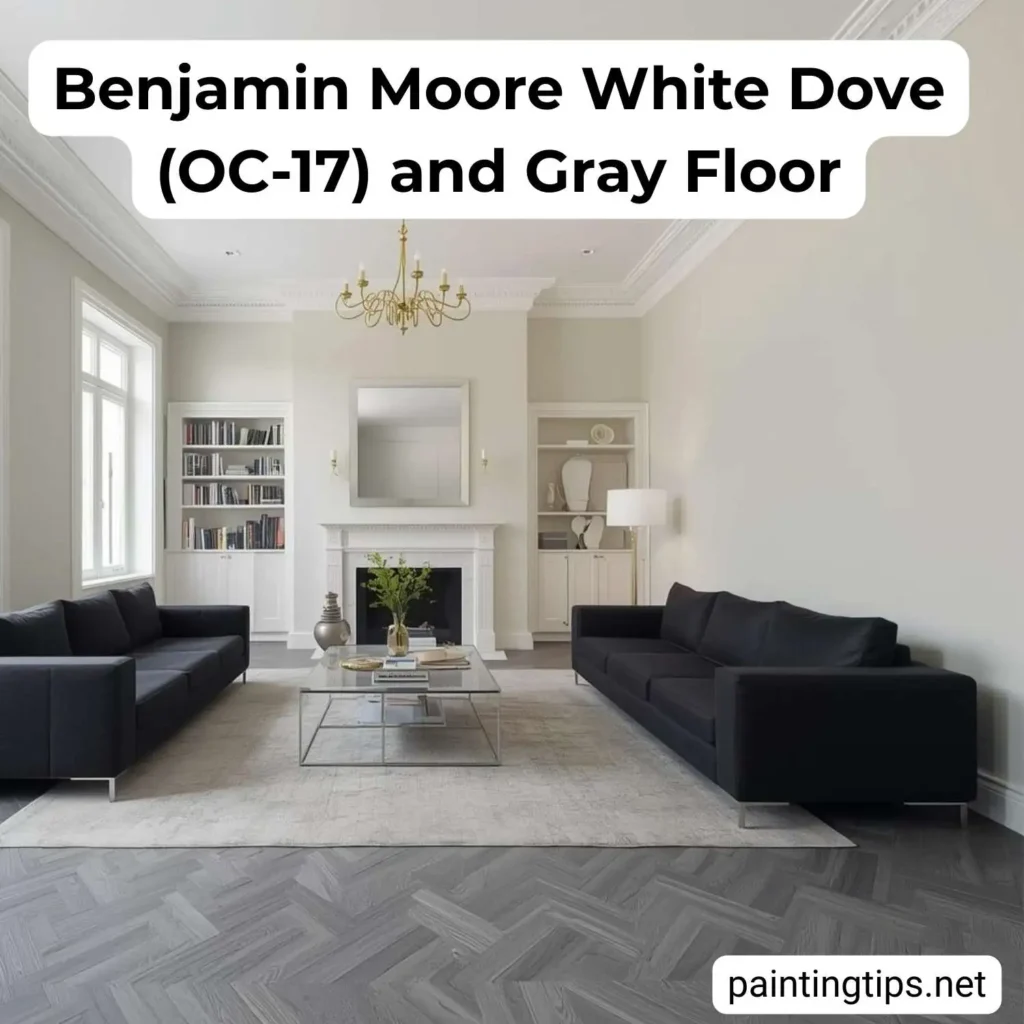Benjamin moore white dove OC-17 and gray floor.