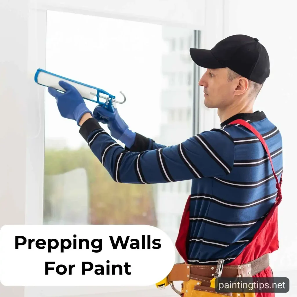 A person applying paintable caulk along the gap between a door frame and the wall.