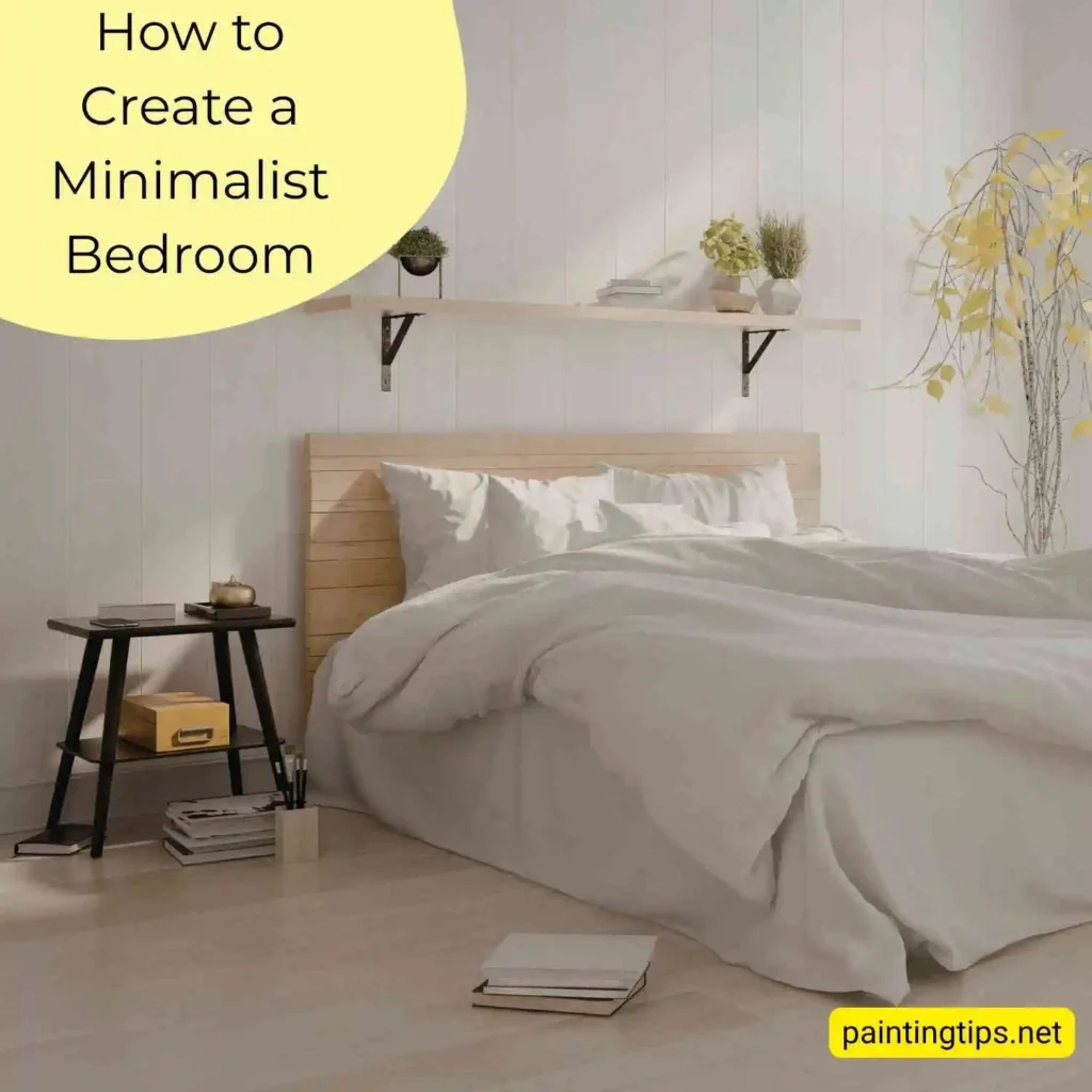 How to create a minimalist bedroom — white walls, white wood flooring and natural light.