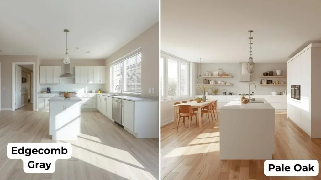Pale oak vs edgecomb gray in the kitchen
