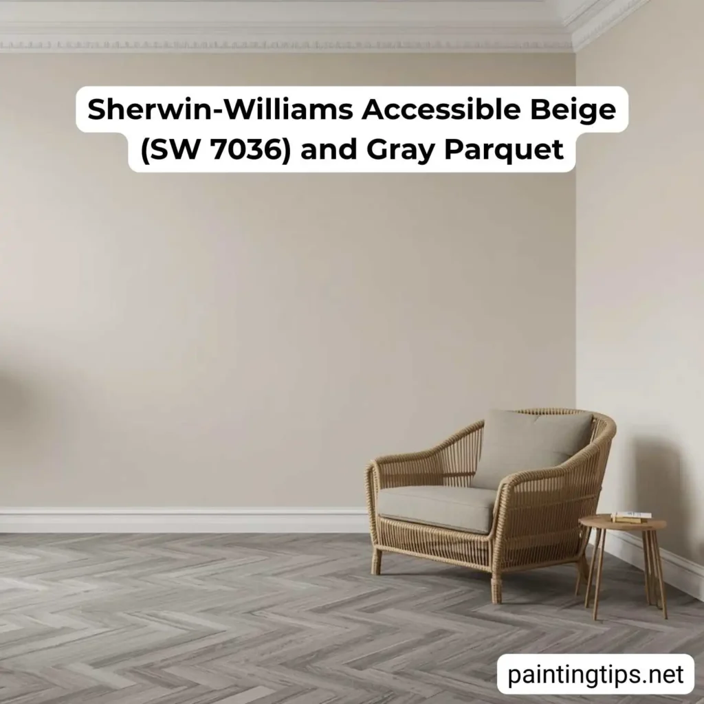 Sherwin-Williams accessible beige sw 7036 and gray parquet