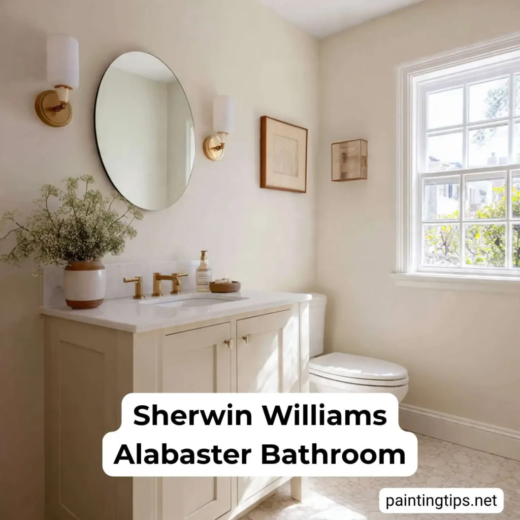 Sherwin Williams Alabaster bathroom
