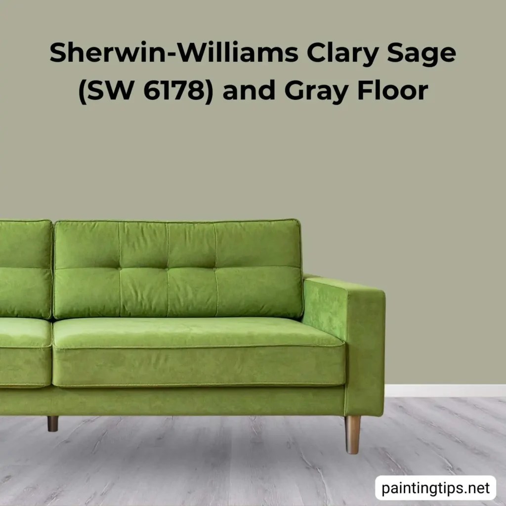 Sherwin-Williams clary sage sw 6178 and gray floor.